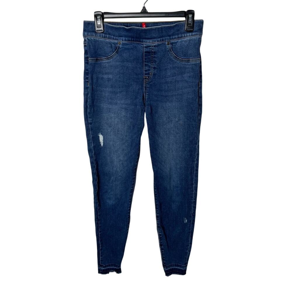 Spanx Distressed Blue Raw Hem Skinny Jeans Size Medium